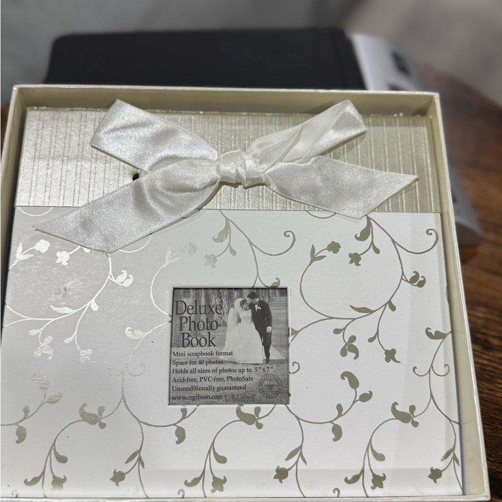 Deluxe Photo Book with White Ribbon. Perfect mini scrapbook. Holds 40 pictures.